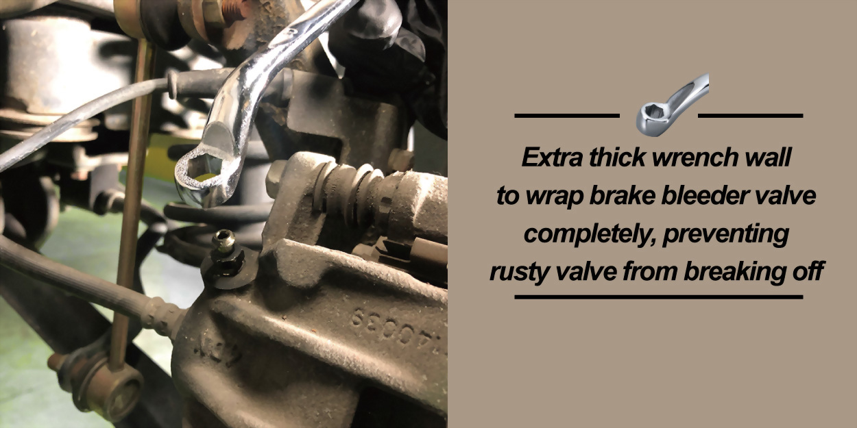 Thick wrench wall to protect bleeder valves from breaking off