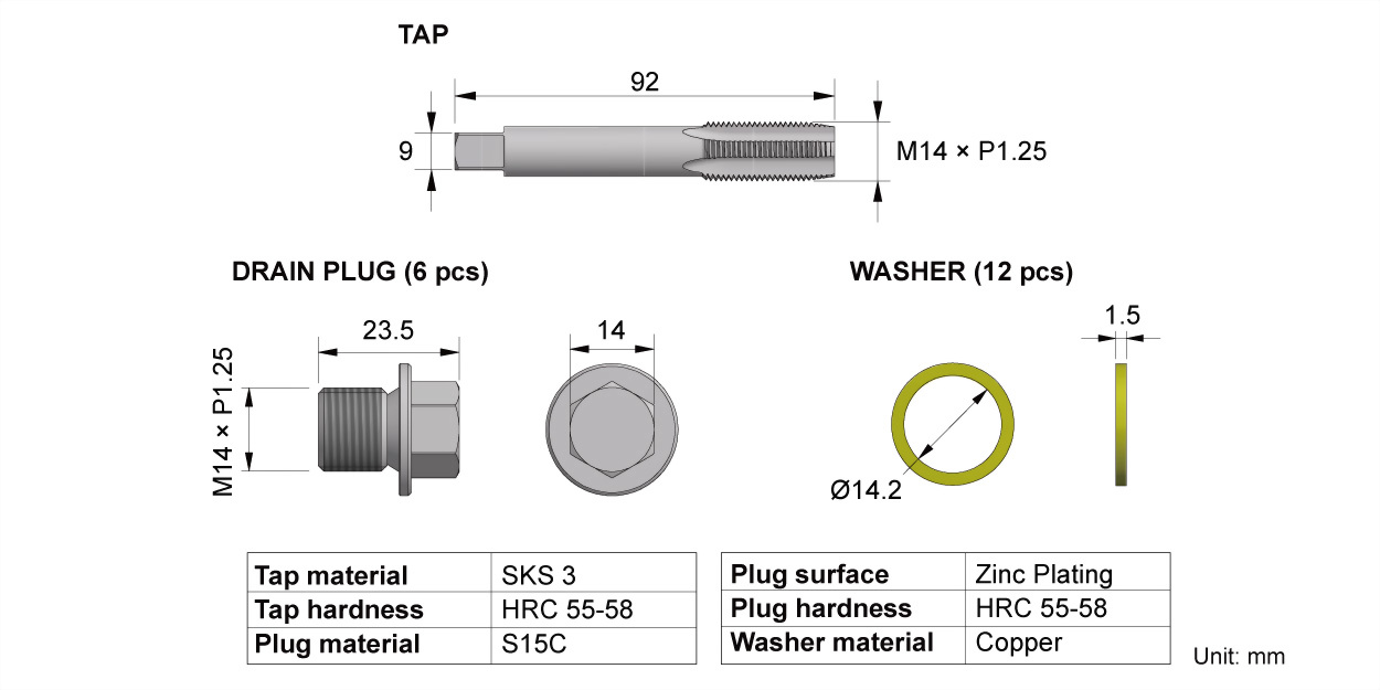 Ford F series oil drain plug M14 1.25 repair