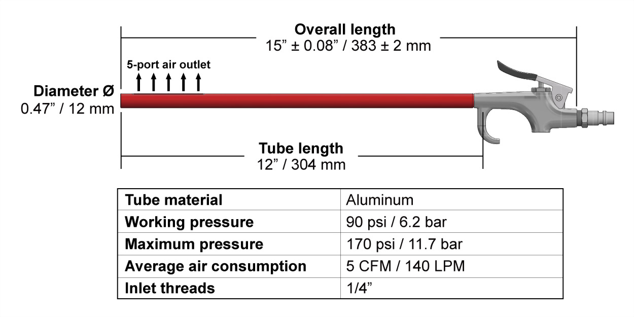 air blow gun in tube shape