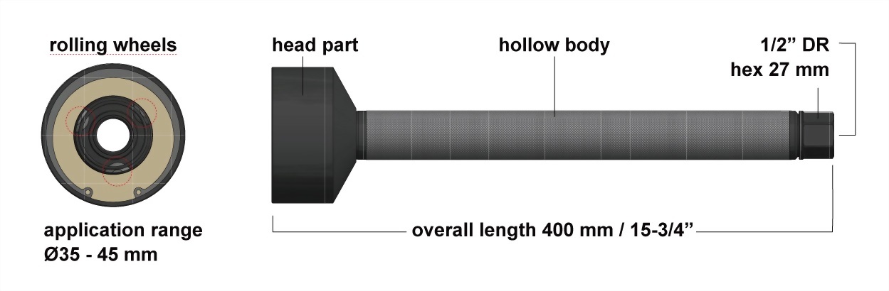 Cosda - Inner Tie Rod Tool Kit Ø35-45mm