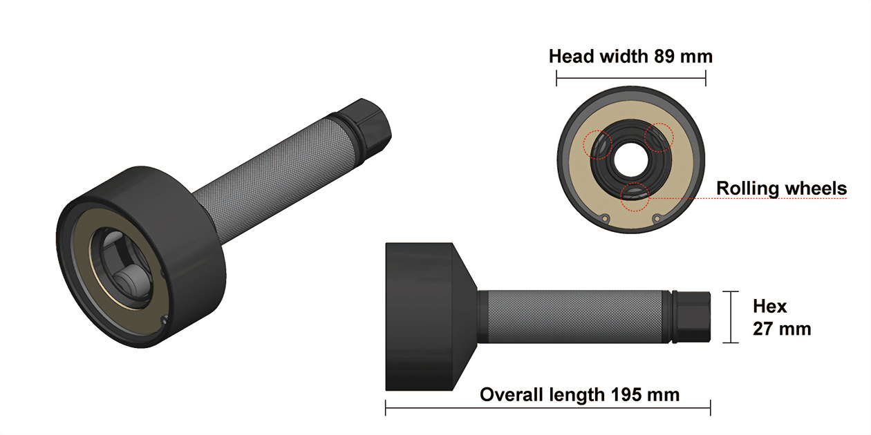 slide tool over the end and tighten collar to allow access with an extension