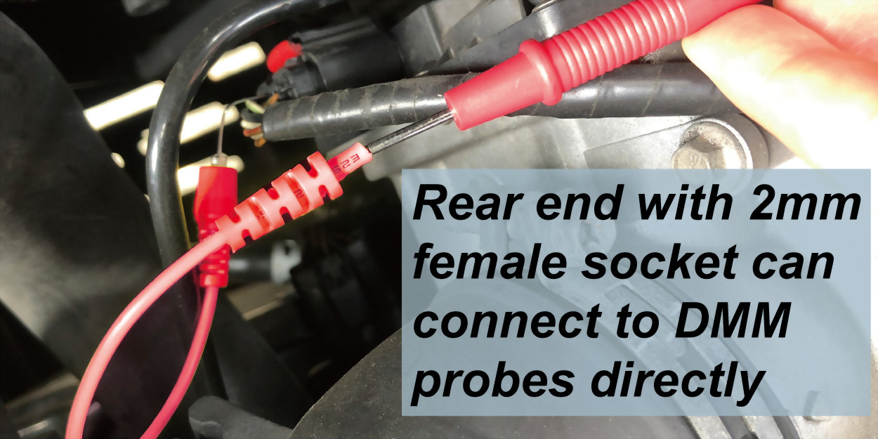 The test probe is suitable for back-probing harness connectors and automotive sensors