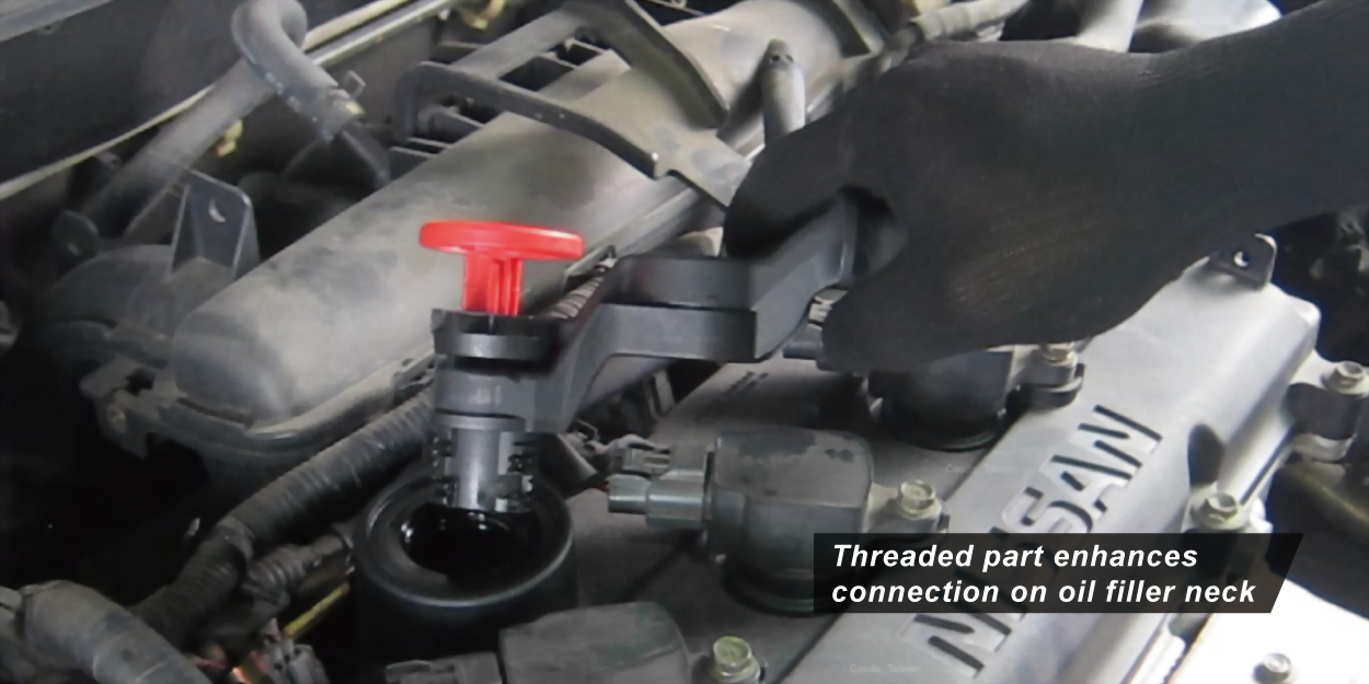 uses a fast clamp system that easily adapts to the filler neck on a wide variety of makes and models