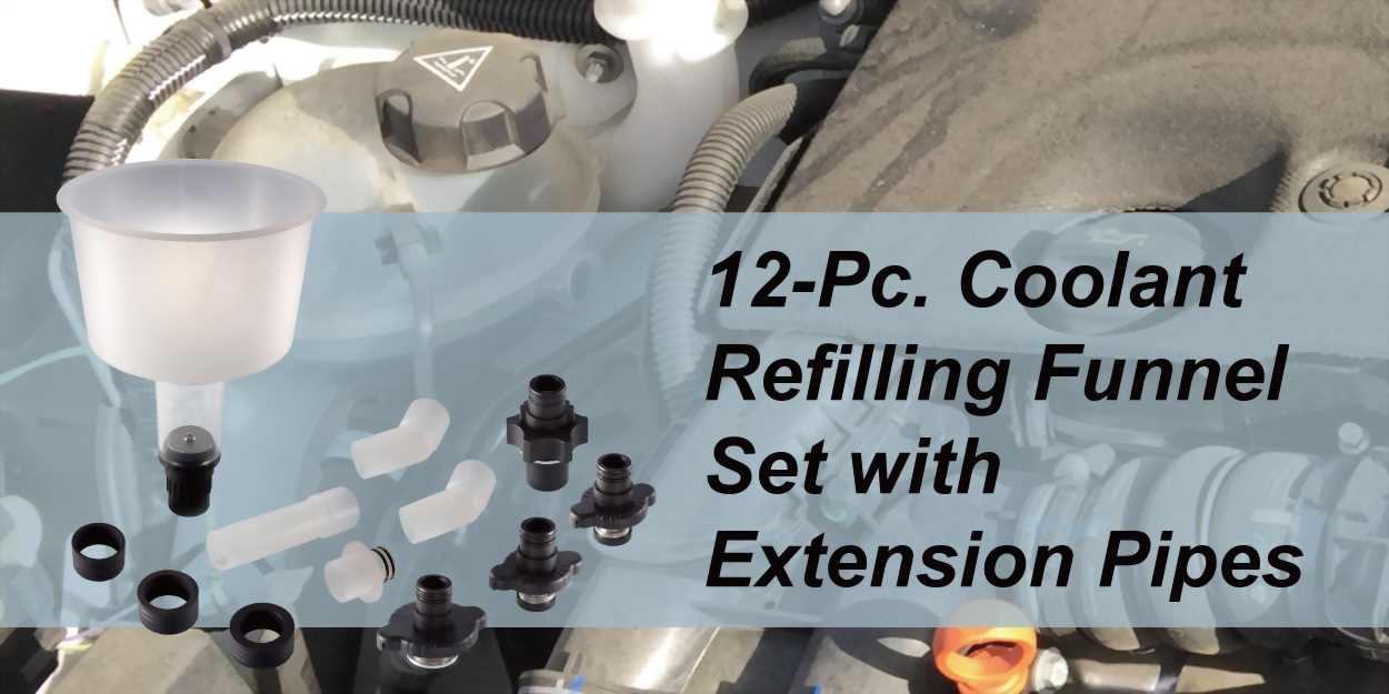 coolant refill funnel with additional pipes
