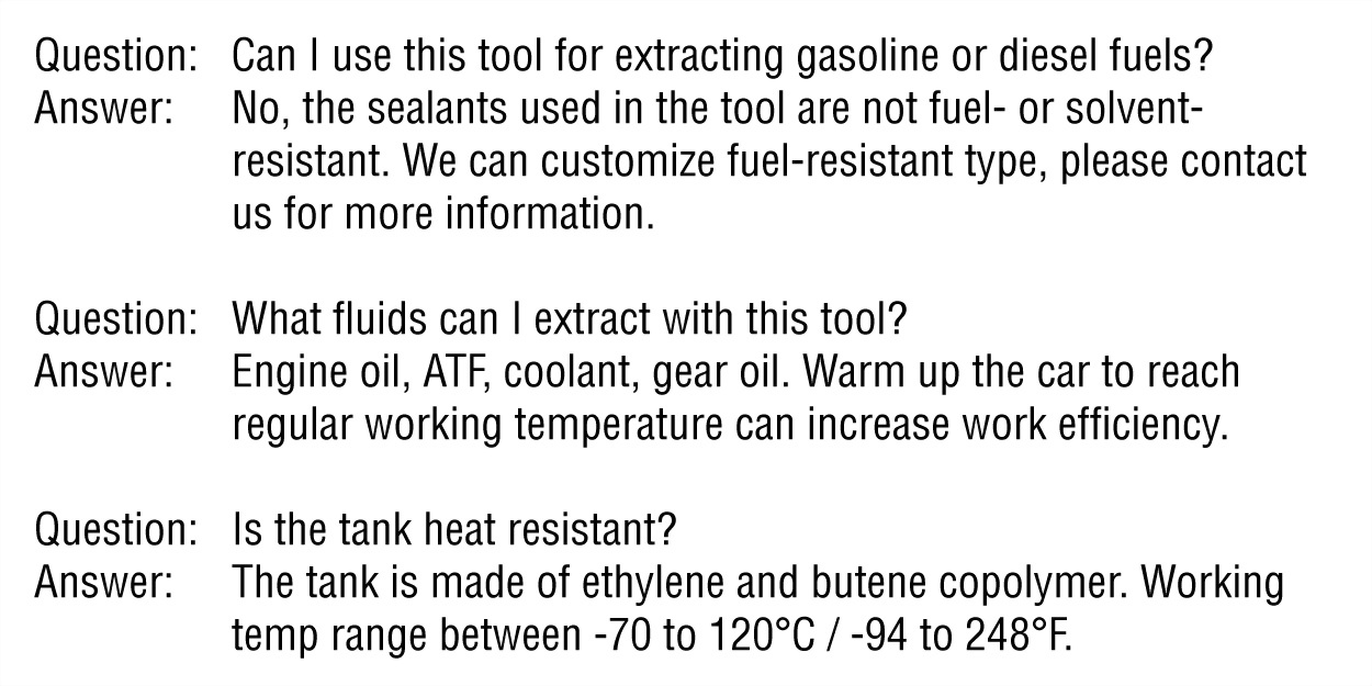 fuel resistant vacuum extractor