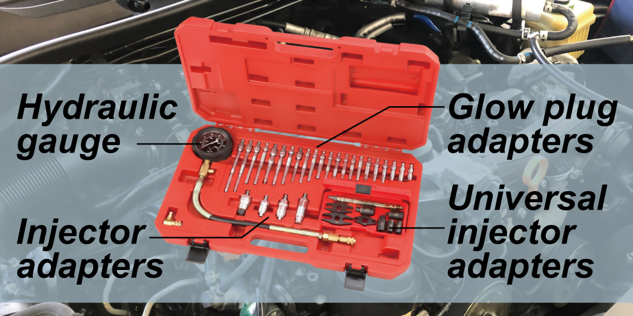 Diesel compression tester with a hydraulic gauge