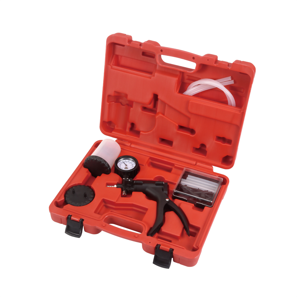 Handheld Vacuum Pump Brake Bleeder Kit Brake System Bleeding Tools with Gauge Adapters Automotive Brake Fluid Bleeding Set