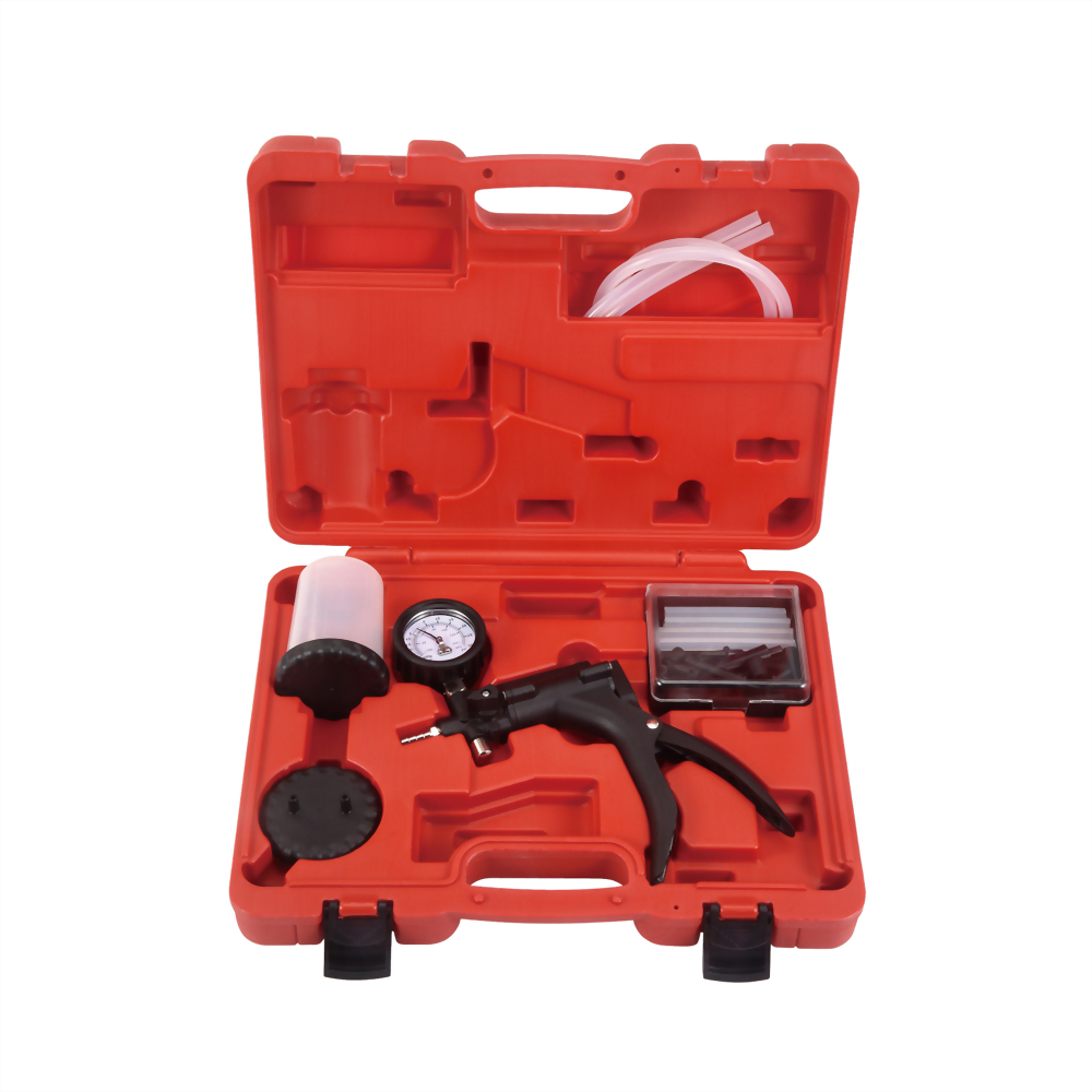 rake Bleeder Kit Hand Held Vacuum Pressure Pump Tester with Adapters Case One-Man Brake Clutch Fluid Oil Bleeding System Tool