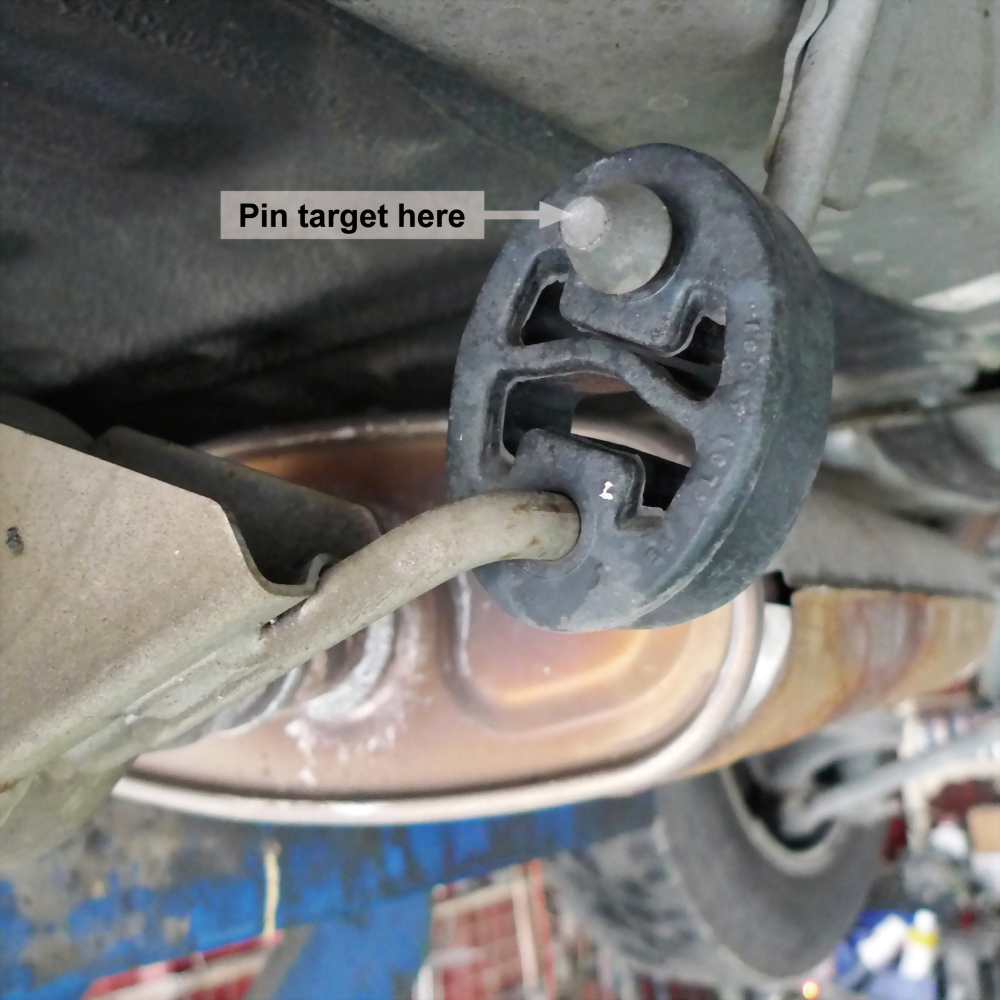 tool separates the rubber supports from exhaust hanger brackets