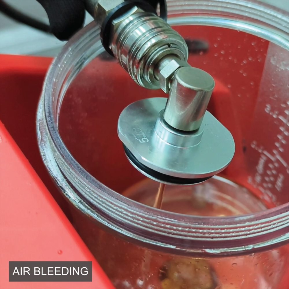 Brake bleeder tool with forced drain for DOT3, DOT4, DOT5.1
