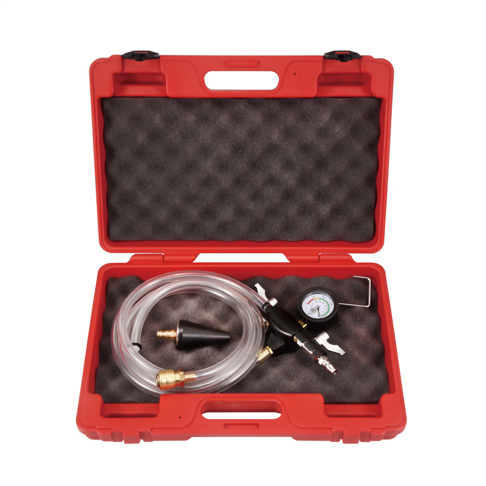 cooling system tool for using air compressor to create vacuum for refilling no air bleeding
