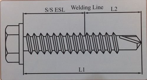 Bi-metal Screws IND HEX Washer Head BSD Thread with Drill Point No3