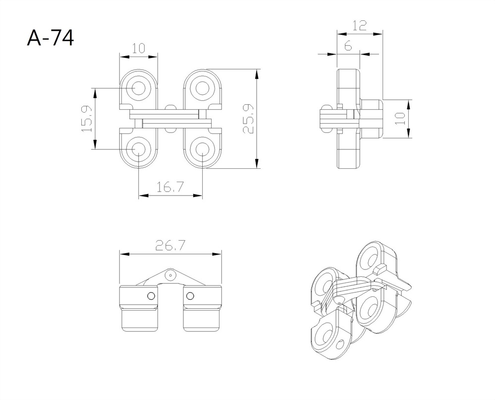 Mini Invisible Hinge- Concealed Hinge