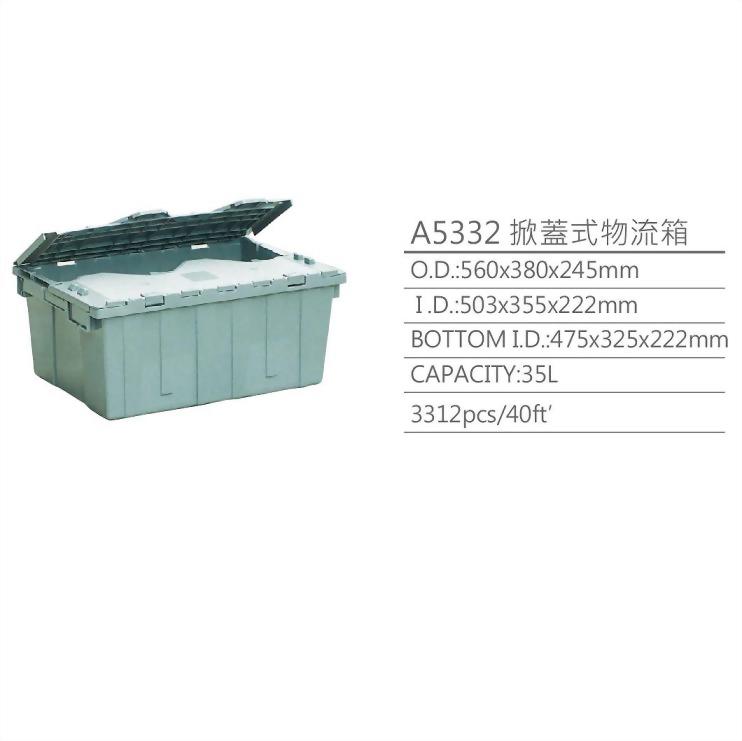 logistic tote, tote box with lid, flip top distribution container