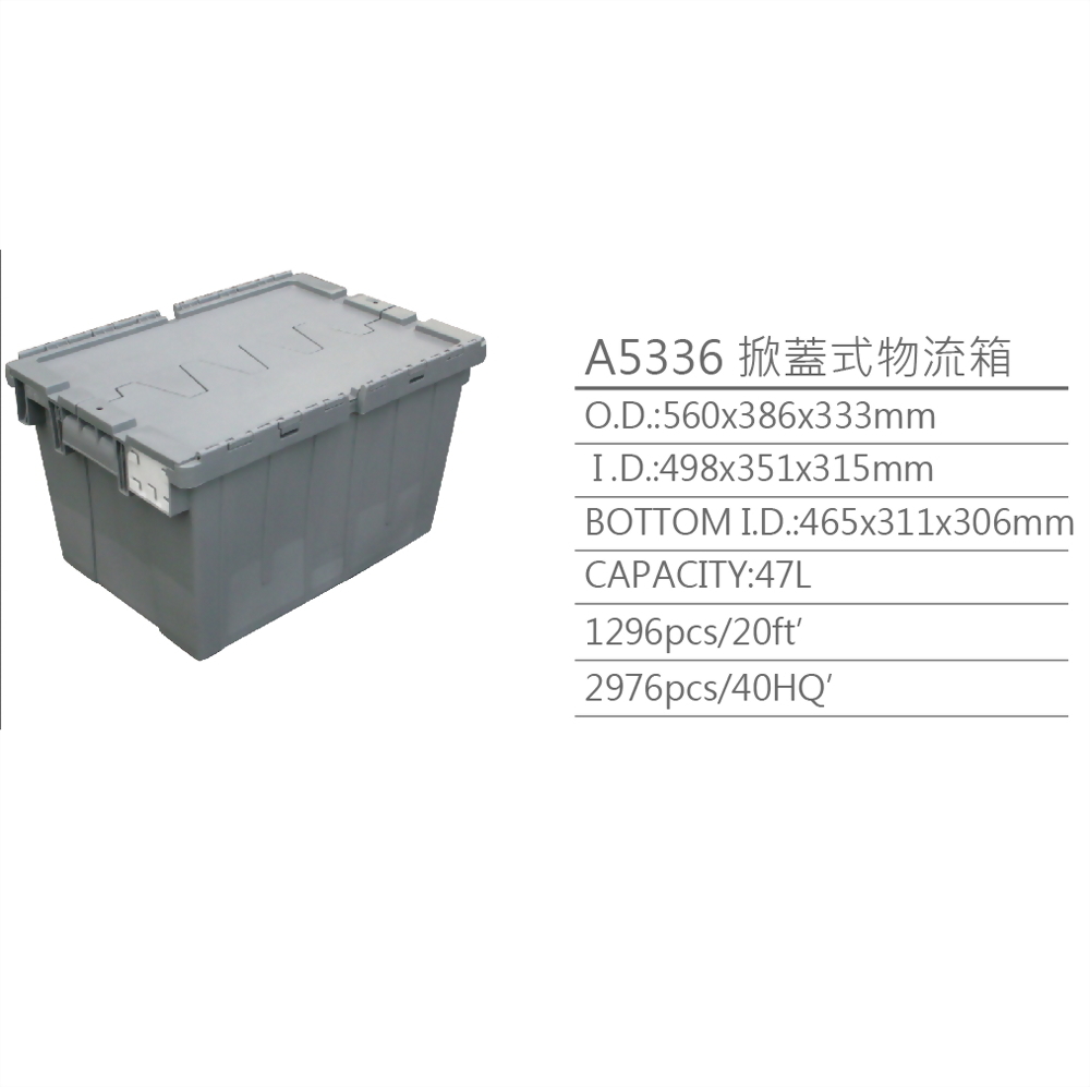 logistic tote, tote box with lid, flip top distribution container