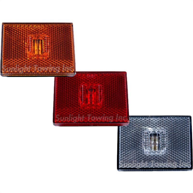 LED Rectangular Stud-Mount Marker Light W/Reflex Lens - 4 Diodes, PC Rated