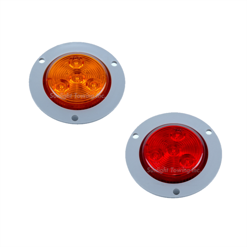 CUSTER LED 2 Inch Round Sealed Flange Mount Marker Light - Red
