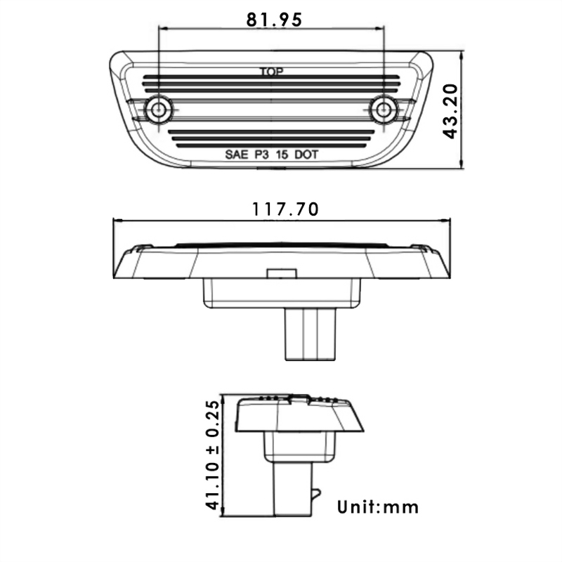 Peterbilt & Kenworth LED Rectangular Cab Light