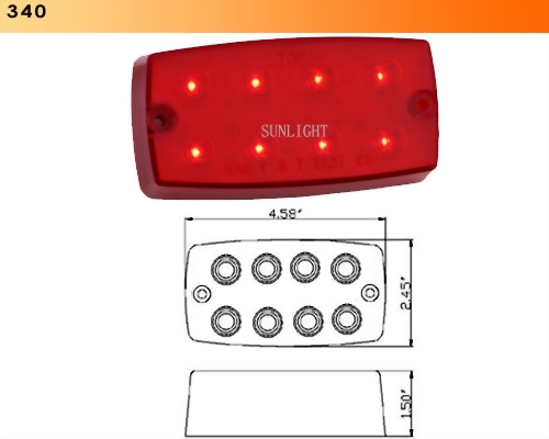 LED Rectangular Sealed S/T/T Light - 8 Diodes