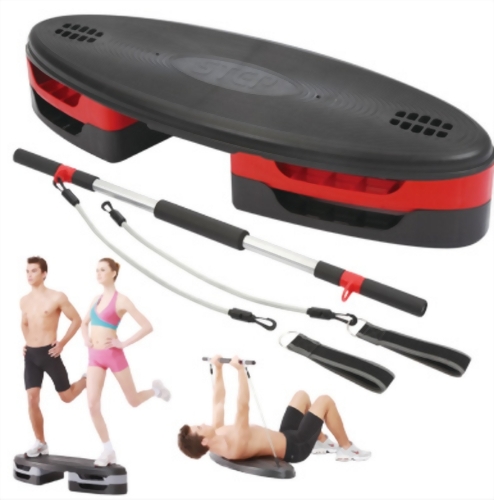 Multi-function aerobic gym board step with stick.