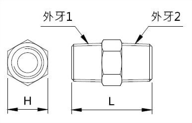 外牙六角双接头外型图