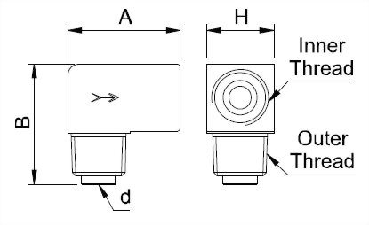 one-way-flow-elbow-adapter Dimensional-Drawing