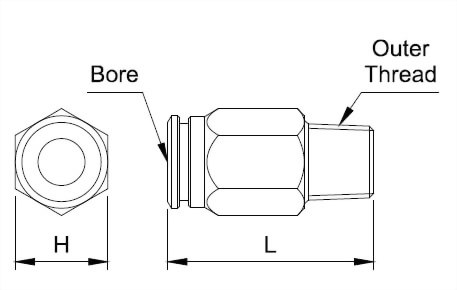 quick straight couplinng Dimensional Drawing