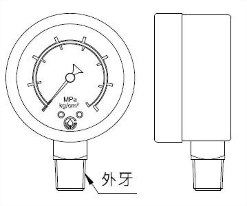 vertical-pressure-gauge Dimensional-Drawing