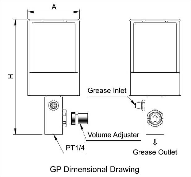 adjustable-automatic-lubricator-gp Dimensional Drawing
