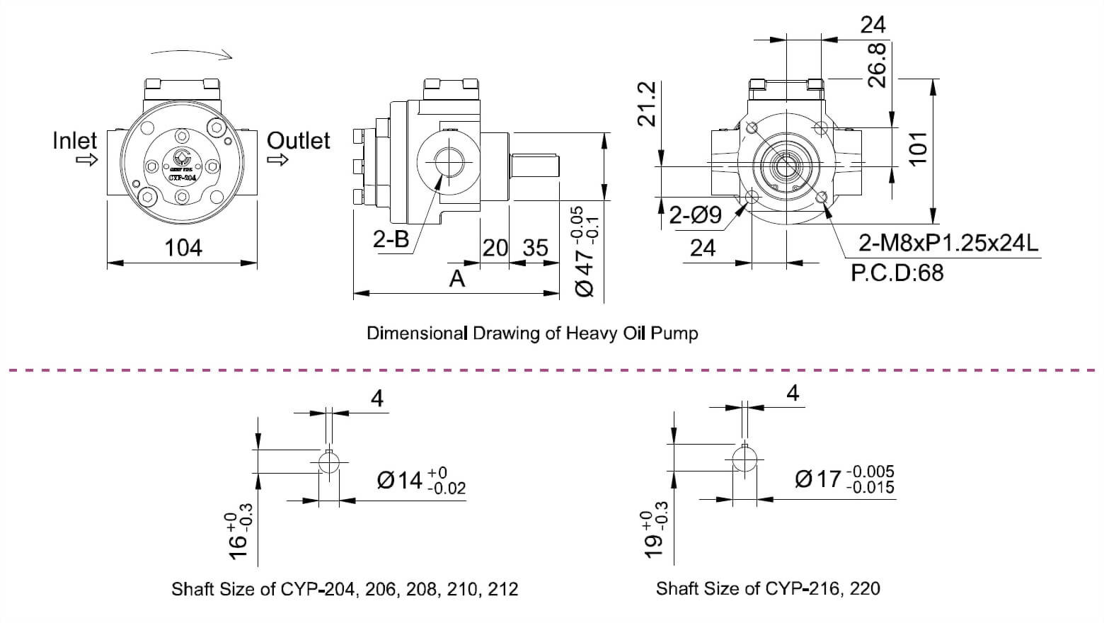 重油泵浦外型尺寸圖