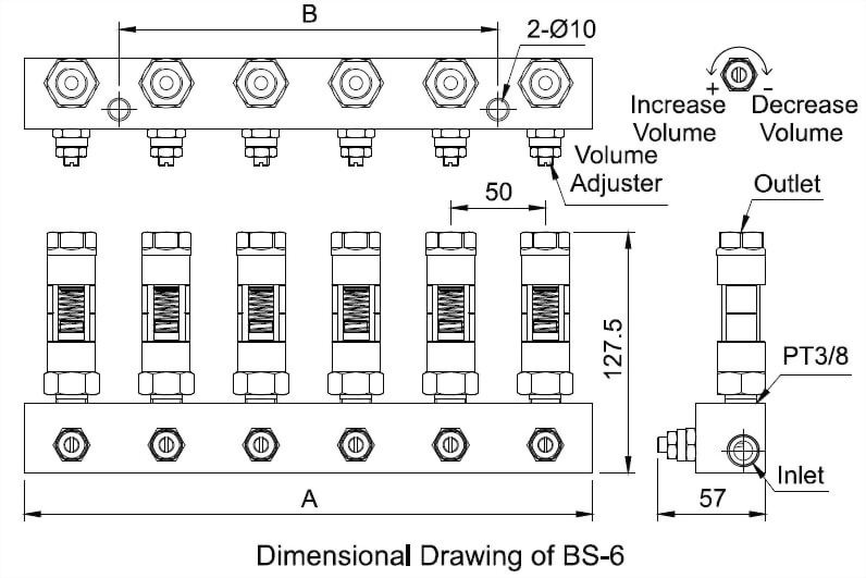 bs-type-transparent-adjustable-distributor Dimensional Drawing