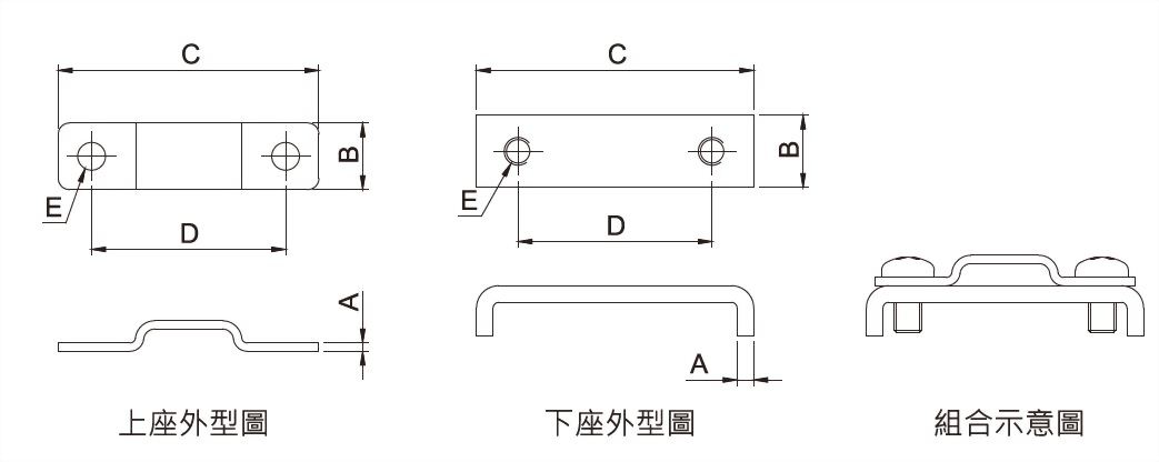 管夾(雙併雙面固定管夾) 外型圖