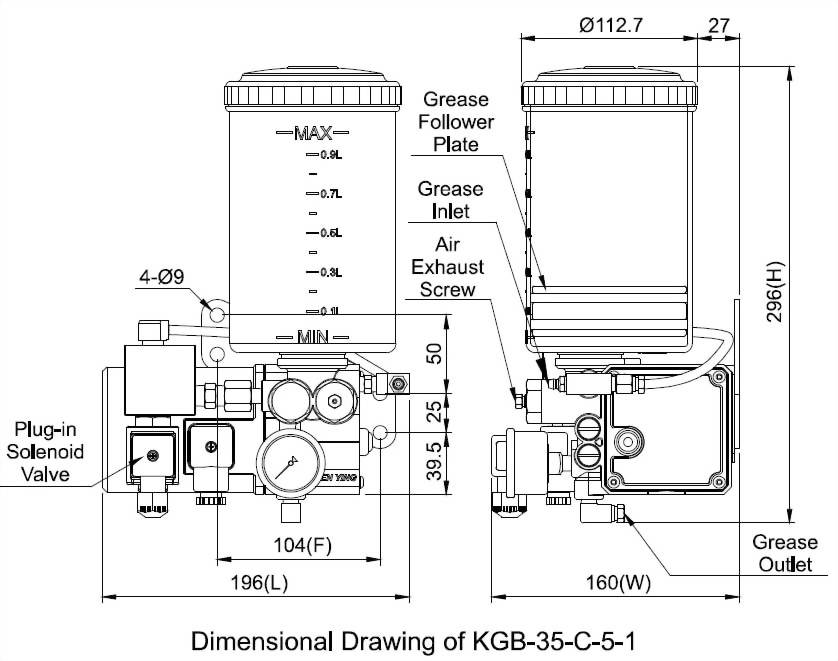 kgb-35 Electric Dimensional Drawing
