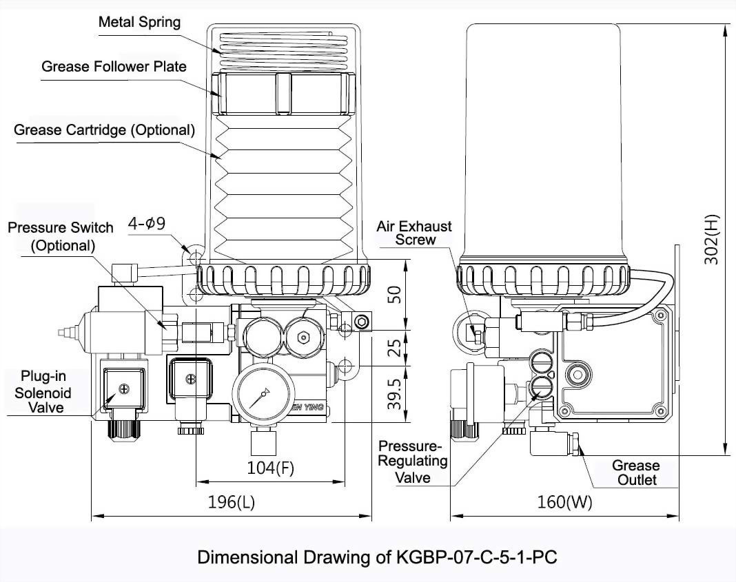 kgbp Electric Dimensional Drawing