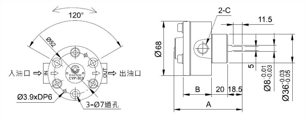 給油泵浦(可逆轉式)外型圖