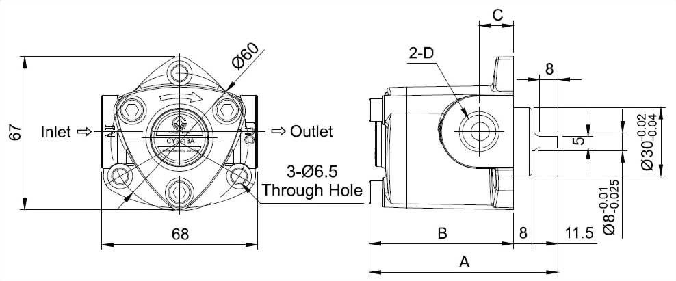 Rotary Oil Pumps Dimensional Drawing