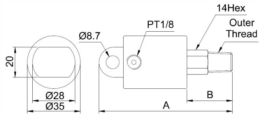 oil-rotary-union Dimensional Drawing