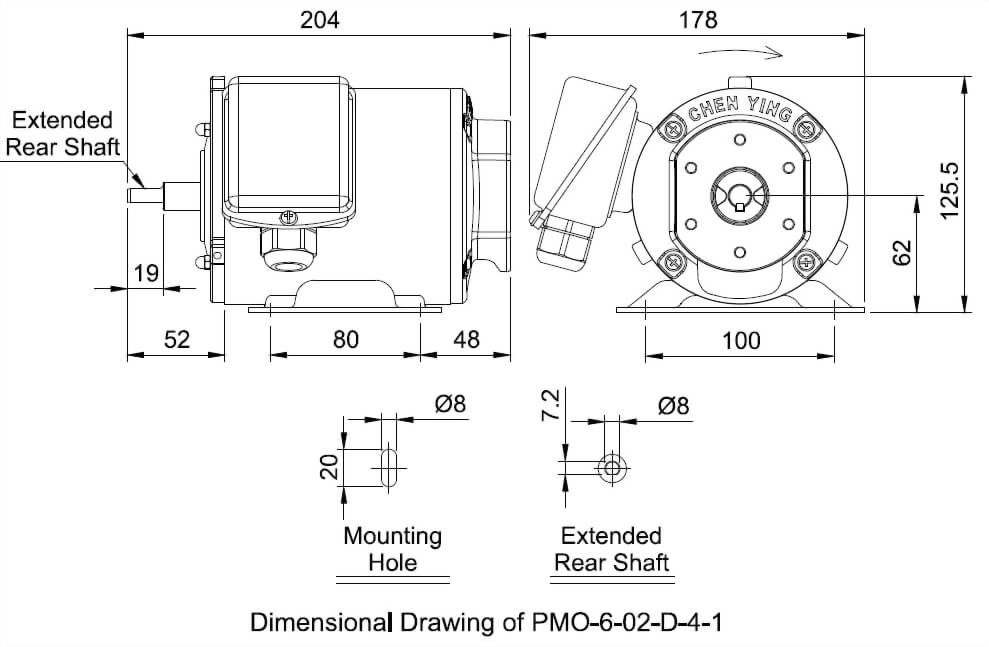 steel-plate-frame-horizontal-shaft-coupling-motor-without-a-fan Dimensional Drawing