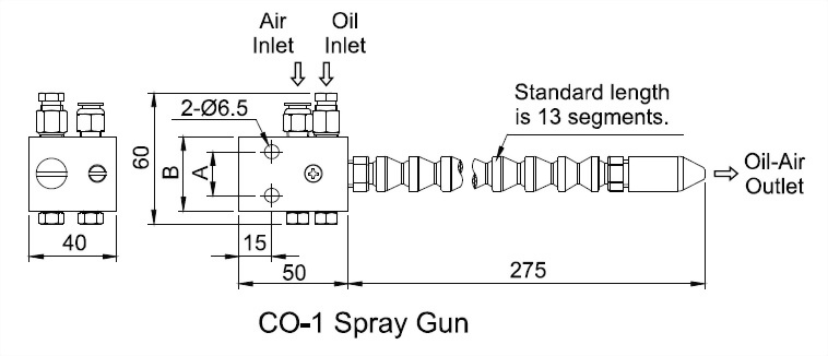 co-1-spray-gun Dimensional Drawing