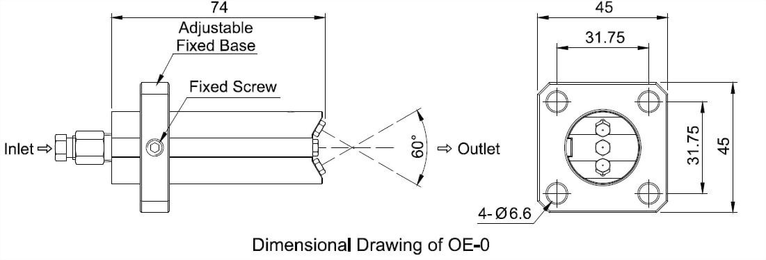 oe type spray gun Dimensional Drawing
