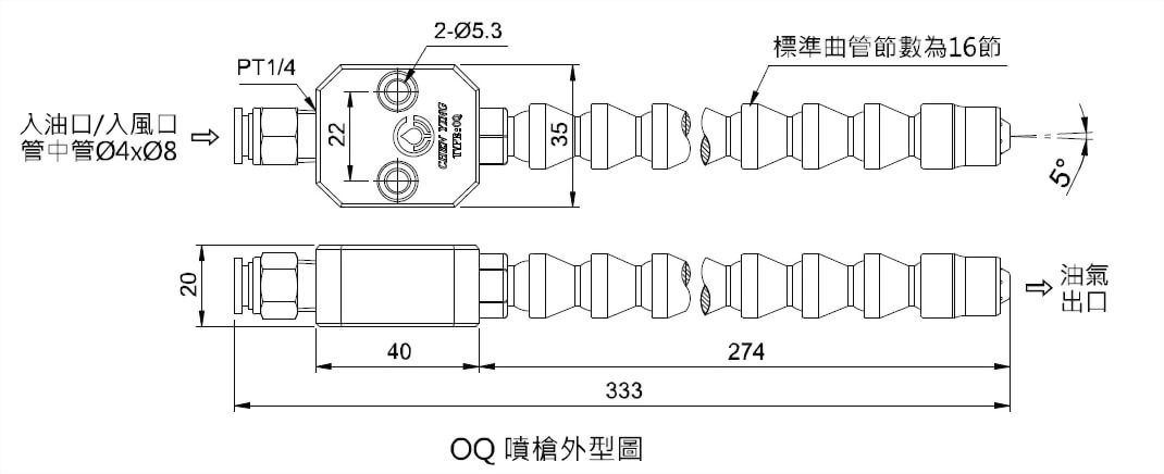 oq喷枪-管中管单孔喷头曲管型