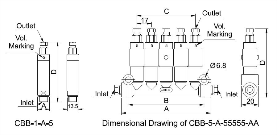 cbb-type-volumetric-distributor Dimensional Drawing