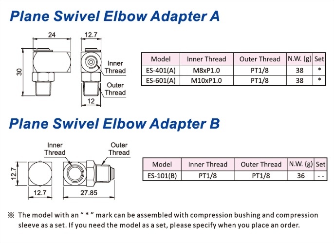 Plane Swivel Elbow Adapter,Dimensional Data,Dimensional Drawing