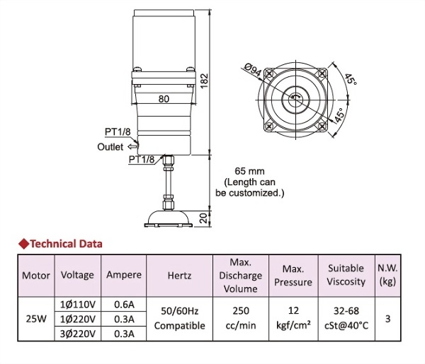 GA-25,Technical Data,Dimensional Drawing,Order Code