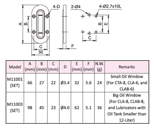 Oil Window,Dimensional Drawing,Dimensional Data,Technical Data