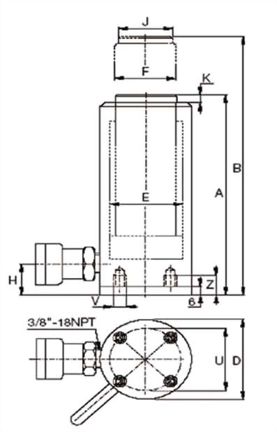 Single acting aluminum hydraulic cylinders