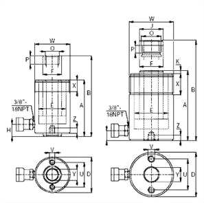 Hollow plunger cylinders