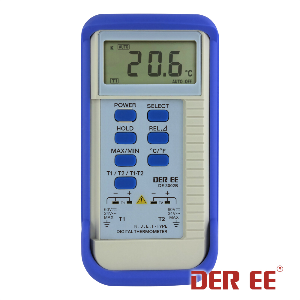 DE-3002B Dual-Channel K,J,E,T-TYPE Digital Thermometer