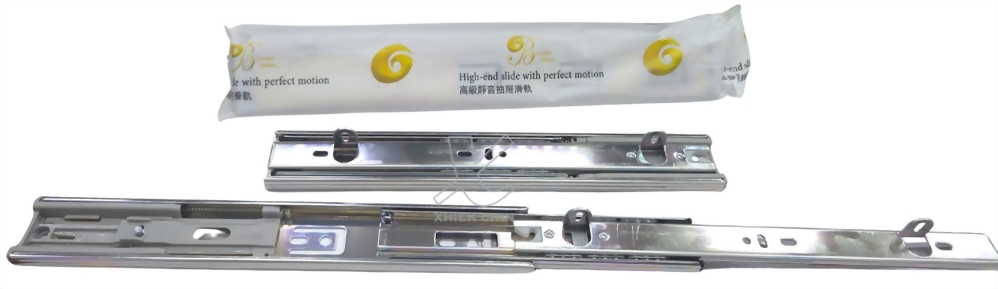 Full Extension 3-Section Soft-Close Slide with Mounting Tabs/Ears