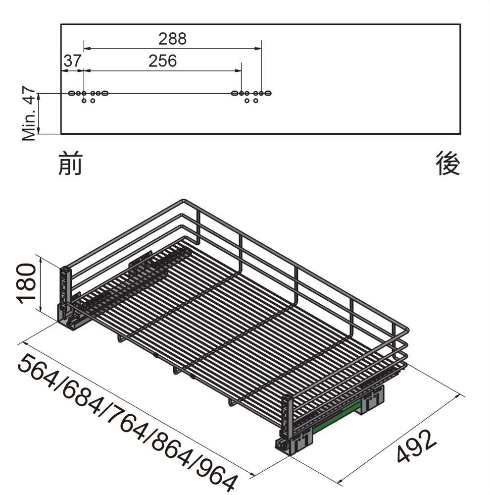 キッチン用スチール/204ステンレス鋼　ワイヤーラック壁に付ける　耐荷重：20kg